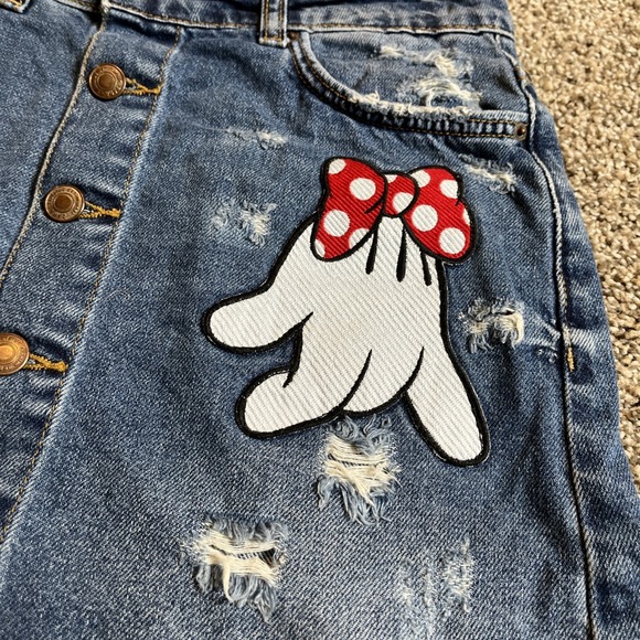 Zara x Disney Minnie Mouse Distressed Mini Blue Jean Skirt Women's Size XS - Picture 2 of 6
